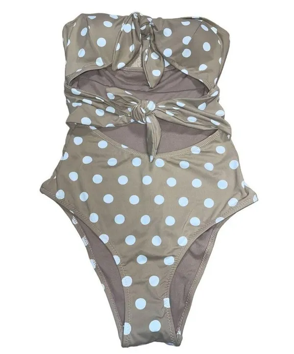 NWT New ENVYA SWIMSWEAR Belen Double Tie Polka Dot Swimsuit One Piece Small - Image 2