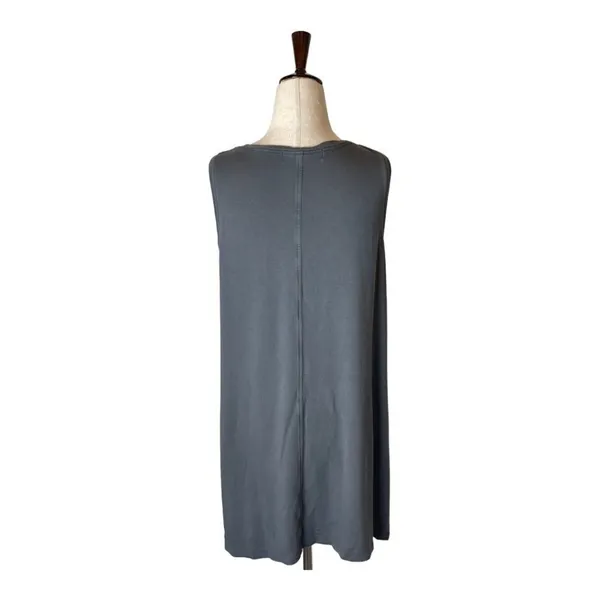 Flax Gray Jersey Knit V Neck Sleeveless Mini Tunic Dress‎ Size M - Image 2