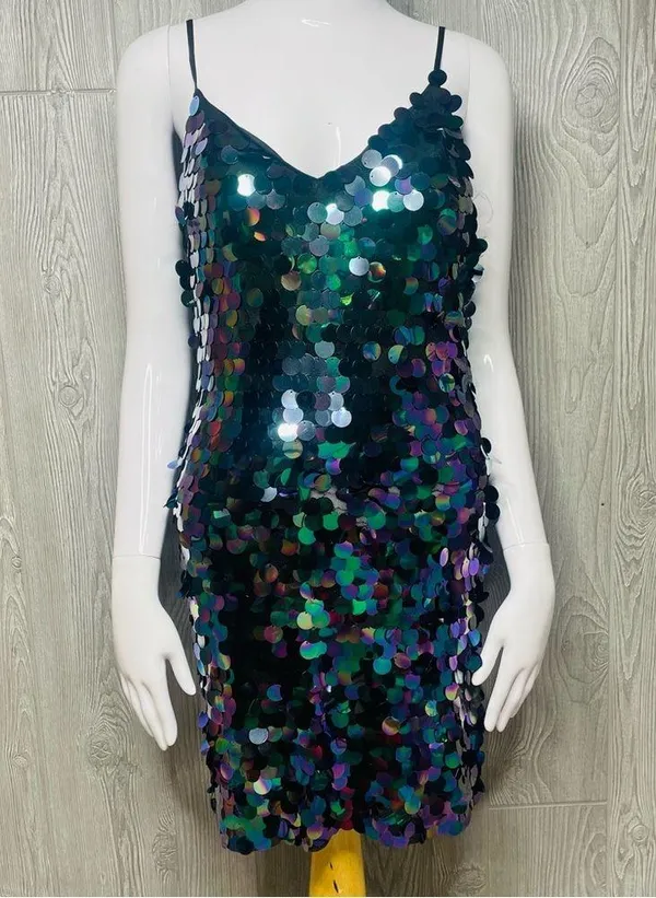 Nwt color shifting crystal doll large sequin dress eras tour y2k style mermaid s - Image 8