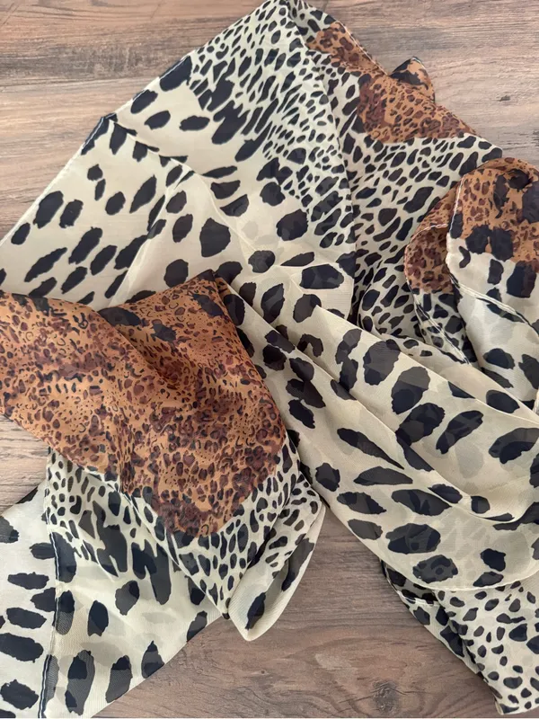 Leopard Print Lightweight Scarf - Image 2