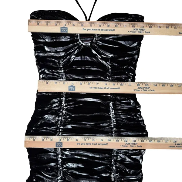 Body Central Vintage Y2K S Little Black Halter Dress Ruched Mini Going Out Cocktail USA‎ Made - Image 10
