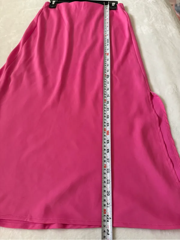 A New Day Pink Satin Midi Slip Skirt Side Slit Y2K Barbiecore Size S - Image 8