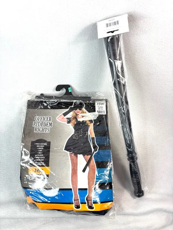 Officer Rita Dem Rights L Black Mini Dress Cop Chick Costume - Image 2