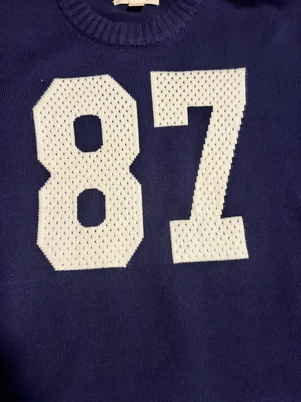Aeropostale Womens medium Navy Blue Varsity. "87" Knit Sweater Cropped Crewneck - Image 3