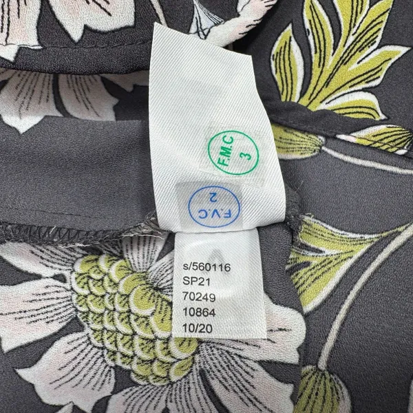 LOFT Women Blouse Sz M Charcoal Floral VNeck Long Sleeve Button Down Ruffle Cuff - Image 12