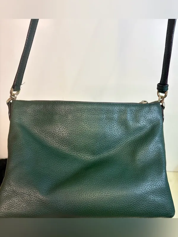 kate spa Kate Spade NY Jackson Forest Green Leather Crossbody Bag Purse Top Zip - Image 2