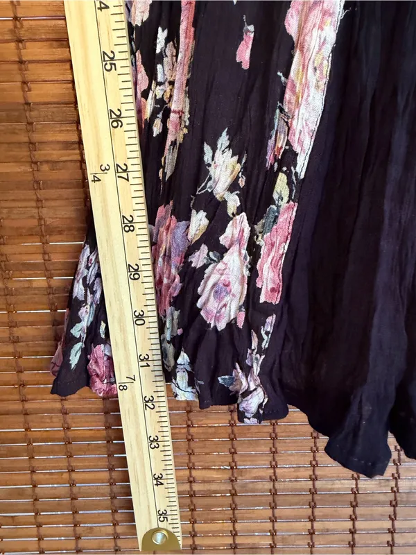 Vintage Neo Nostalgia Black Pink Floral Crinkle Mini Dress Small - Image 6