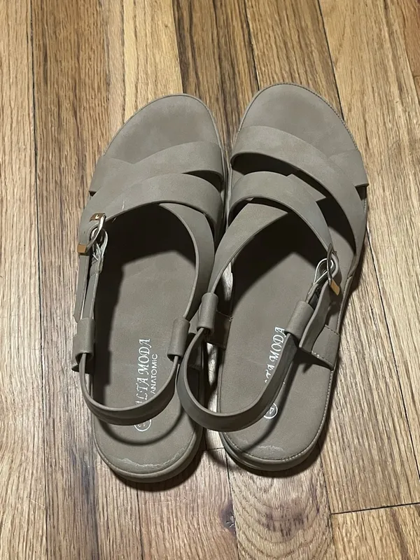 Alta Moda Anatomic Taupe Criss-Cross Slingback Sandals Size 40 (US 9) - Image 3