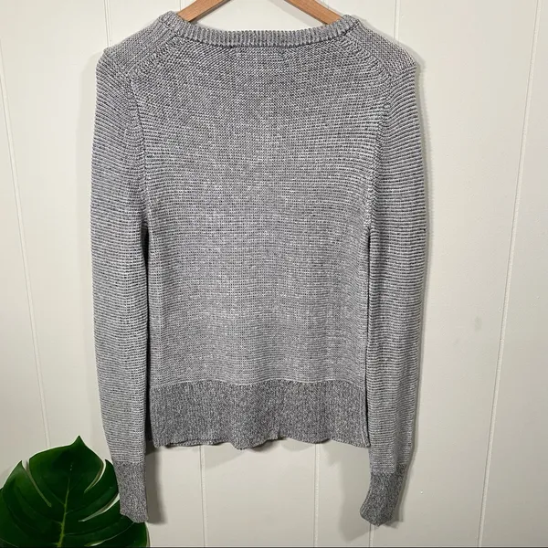 Calvin Klein Jeans Gray Marl Knit Ribbed Sweater Long Sleeves Size Medium - Image 5
