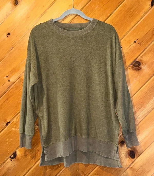 Aerie oversized coziest desert crewneck sweatshirt in hunter green - Image 3