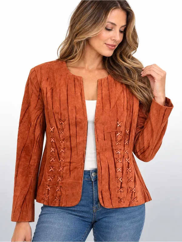 Mythology Genuine Leather Jacket Sienna Lace-Up Details Size 4 NWT - Image 14