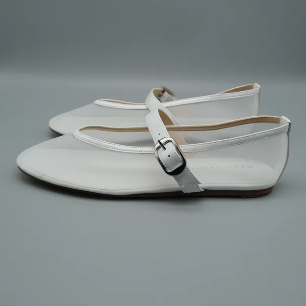 Marc Fisher Godina Mesh Mary Jane Flats 8M White Leather Trim Sheer Ballet - Image 7