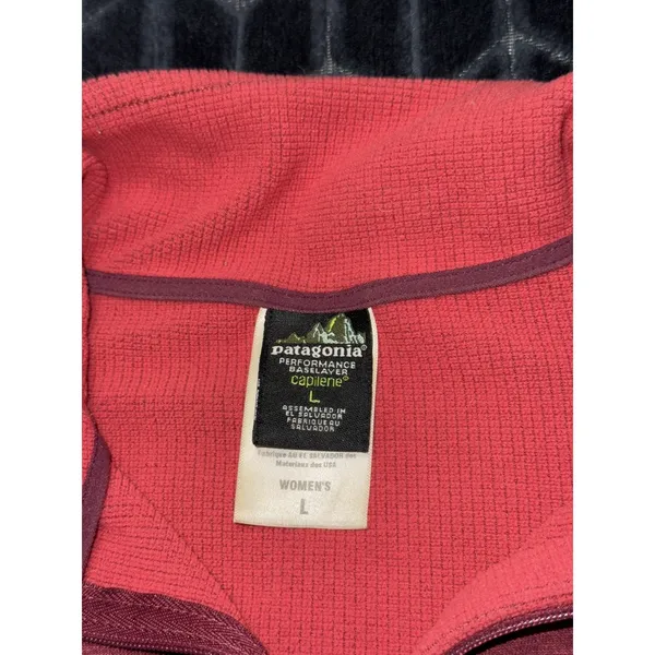 Patagonia Women's Base Layer Capilene Expedition Zip-Neck Pullover Red Sz L VTG - Image 4