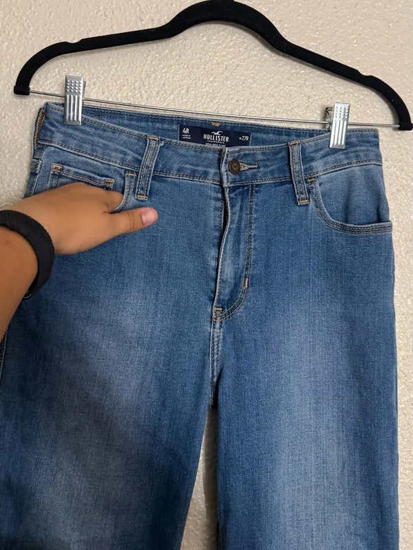 Hollister Y2K Mid-Rise Blue Flare bell bottom Jeans size 4R - Image 4