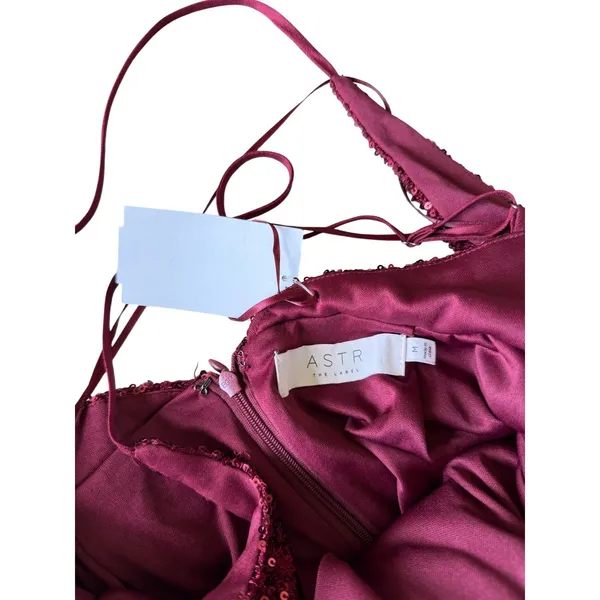 ASTR The Label Wine Sequin Twisted Knot Mini Dress Size Medium NEW - Image 5