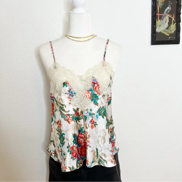 Vintage Victoria's Secret floral lace satin cami M/L - Image 3