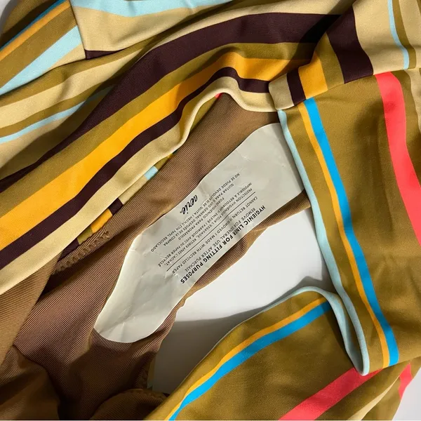 Aerie • NWT Yellow and Brown Blue Striped Bikini Bottom High Cut Cheeky - Image 5