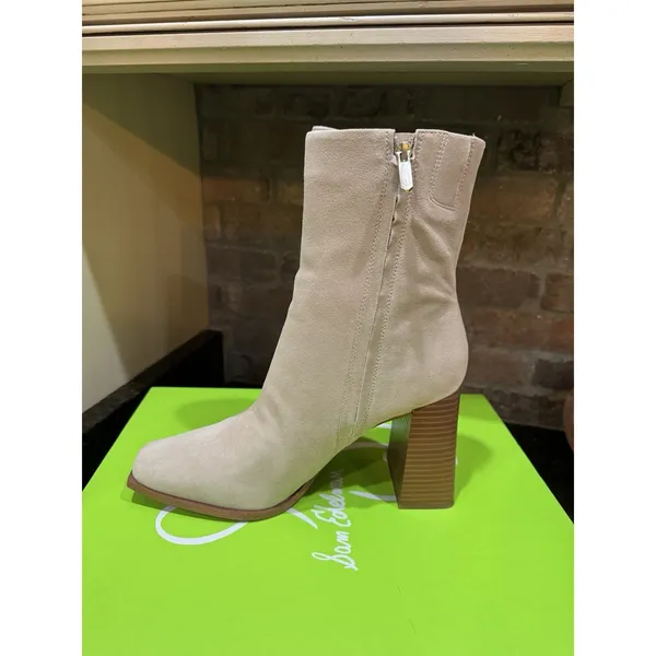 Sam Edelman Ivette Sesame Suede Block Heel Booties I3314L2250 Size 10 - Image 4