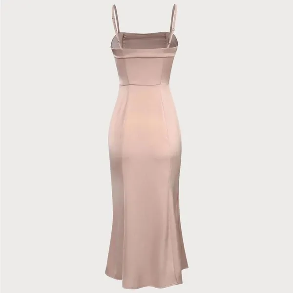 RIHOAS The Pink Bodycon Satin Cami Midi Dress XS - Image 7