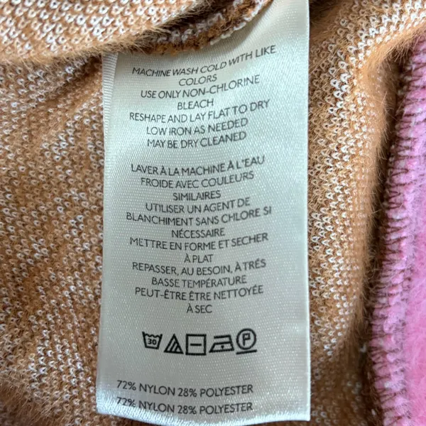 Maeve Anthropologie‎ Cozy Ringer Brown and Pink Fuzzy Sweatshirt Size Medium EUC - Image 6