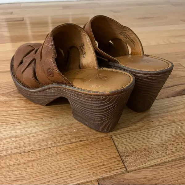 Born Pollina Platform Mules Clogs Brown Woven Leather Size 10 - Image 7