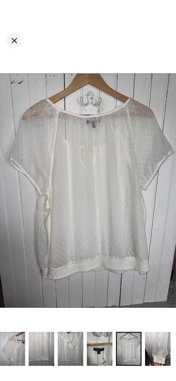 Relativity Y2K Sheer Blouse White Size XL - Image 6