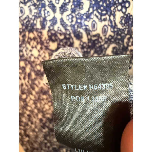 Lulus Maxi Dress Women Small Blue Tile Print Long Sleeve V-Neck Side Slit R64395 - Image 6