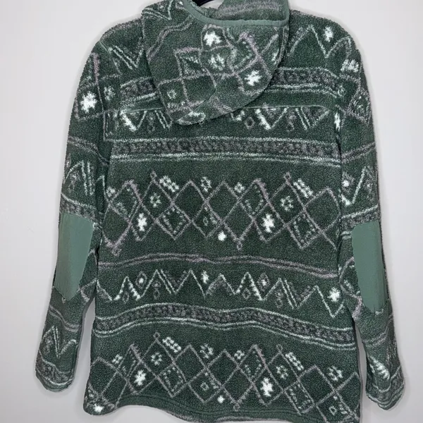 The North Face Campshire Womens XL Green White Fleece 1/4 Zip Hooded Pullover - Image 2