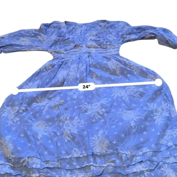 Free People Golden Hour Maxi Dress Women's Small Blue‎ Floral Boho Smocked - Image 11