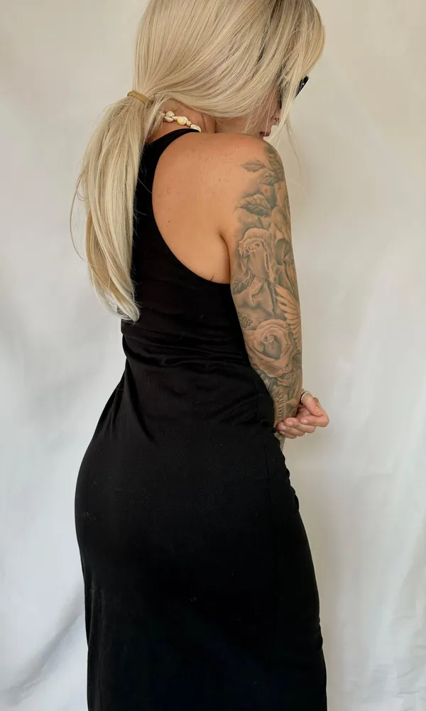 ZARA Midi Long Maxi Cotton Classic Little Black Dress - Image 4