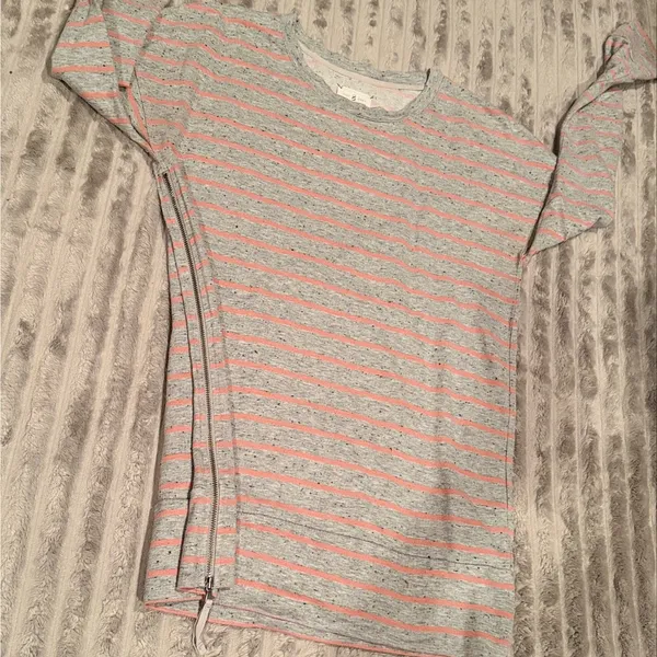 Lou & Grey Striped Long‎ Sleeve Top with Side Zip Detail Sz S - Image 4