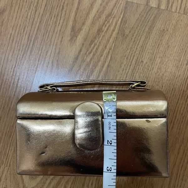 Vintage La Regale Copper Gold metallic evening clutch rectangle crossbody - Image 8