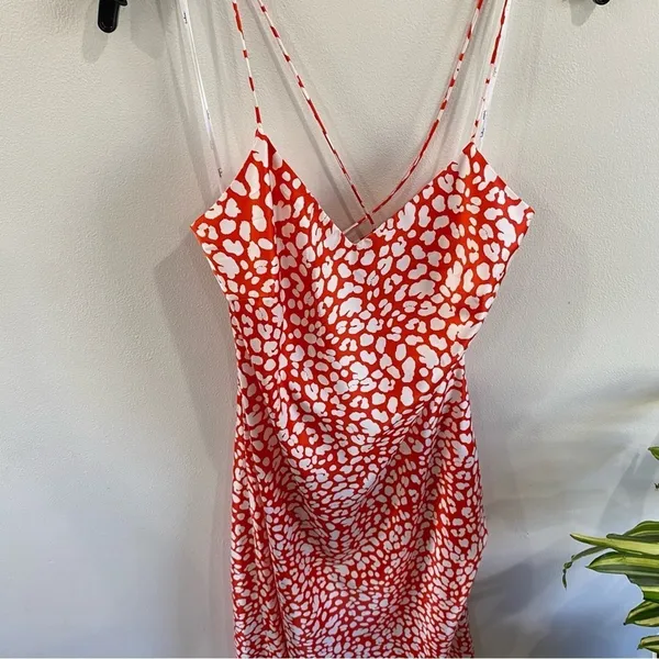 Lulus Calling My Spirit Red Satin Print Midi Slip Dress Cottagecore Size L‎ - Image 5