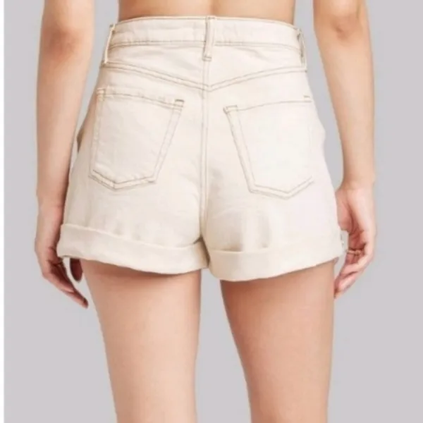Wild Fable Shorts Women's Size 12 Beige High Waist Cuffed Casual Summer Denim - Image 2