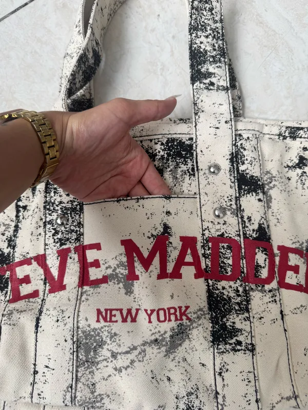Steve Madden white & black splatter tote bag - Image 2