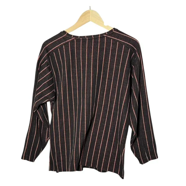 Zara Black and red pin striped knit long sleeve sweatshirt top - Image 2