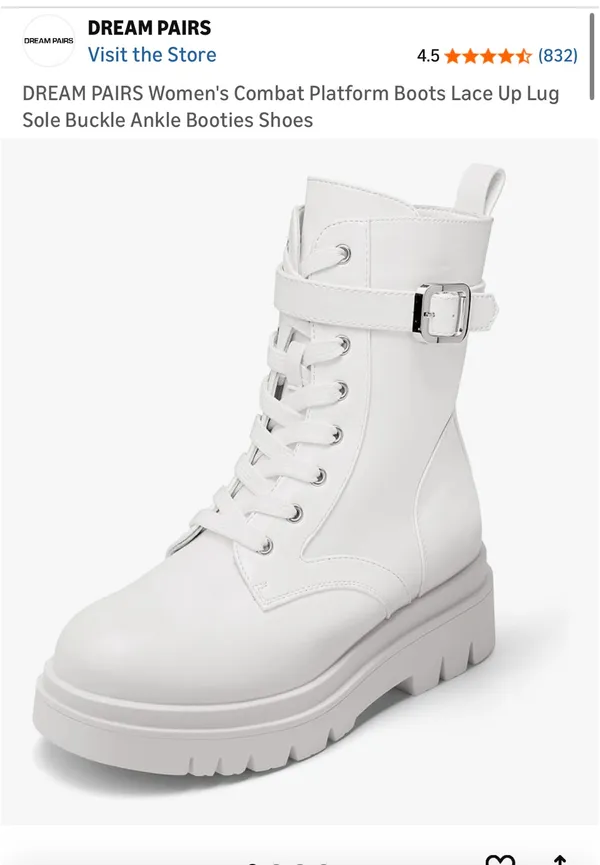 White Combat Boots Size 8 - Image 4