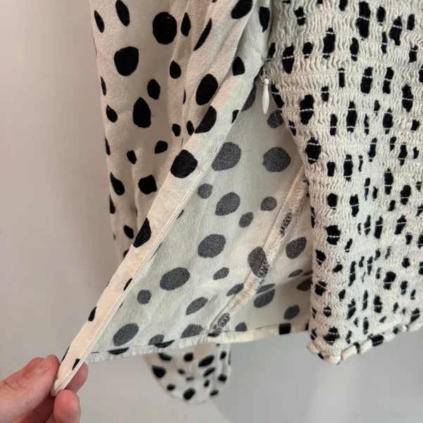 Reformation‎ Dalmatian Polka Dot Bustier Top White Black Long Sleeve Size 0 - Image 4