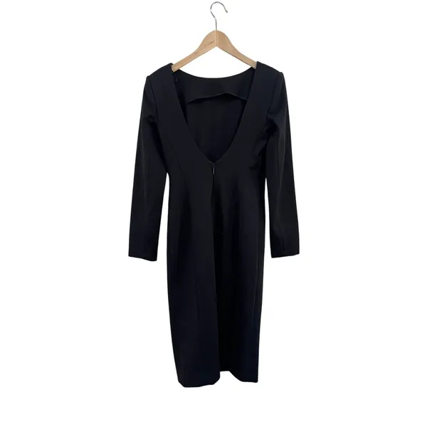 Spanx Black Long Sleeve Low Back Bodycon Cocktail‎ Midi Dress NWT Small - Image 3