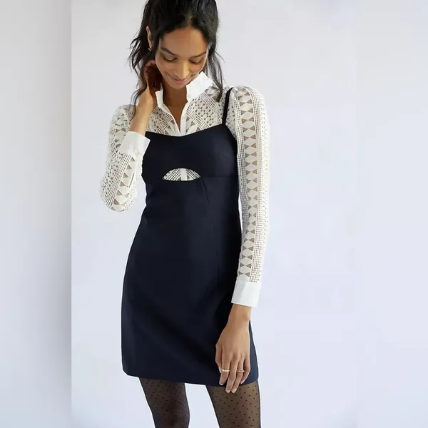 NEW Anthropologie Mare‎ Mare Navy Cut Out Shift Mini Dress Size XL - Image 10