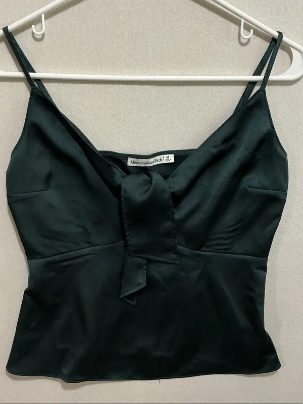Abercrombie & Fitch Black Satin Tie-Front Camisole - Image 3