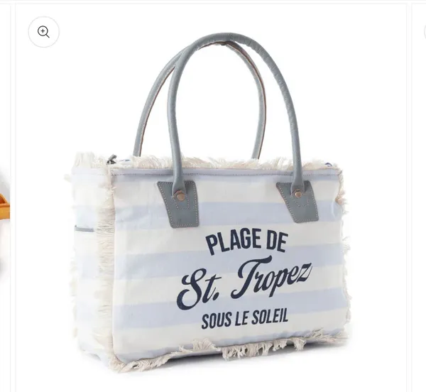 Saint Tropez Tote Bag-Sky Blue/Stripe - Image 2