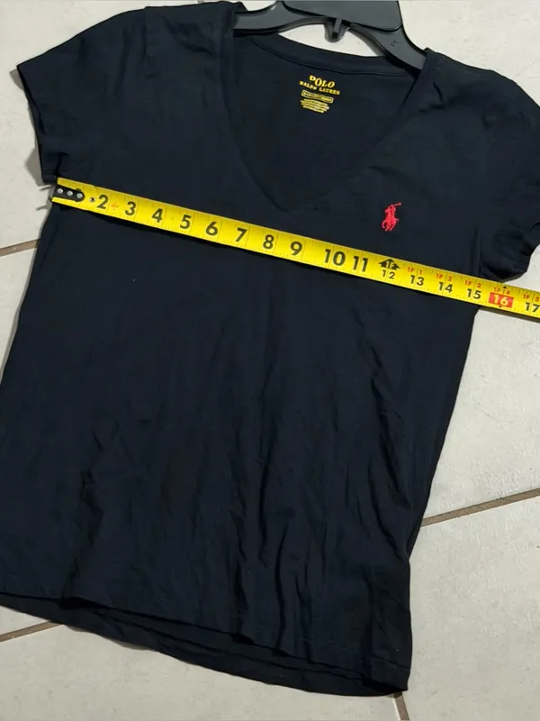 Polo by Ralph Lauren Women Black V-Neck Tee Minimalist size S - Image 7