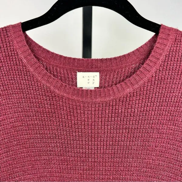 A New Day Sweater Dress Womens M Burgundy Ribbed Knit Midi Long Sleeve Fall - Image 5