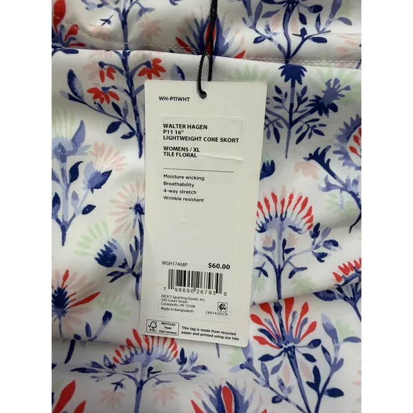 Walter Hagen Womens XL‎ P11 16" Lightweight Core Skort Tile Floral WH-P11WHT NEW - Image 5