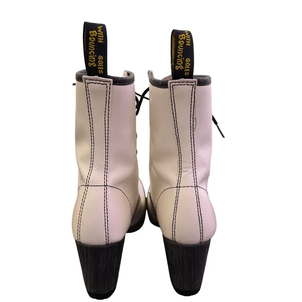 Dr Martens Darcie Heels White Leather Lace‎ Up Boots Size 7 Statement Chunky - Image 2