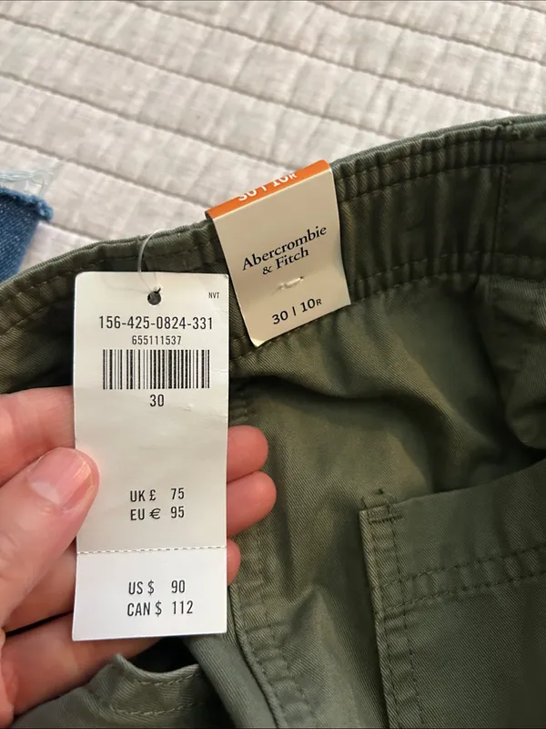 Abercrombie NWT green utility cargo wide leg cotton pants women 10 /30” - Image 8