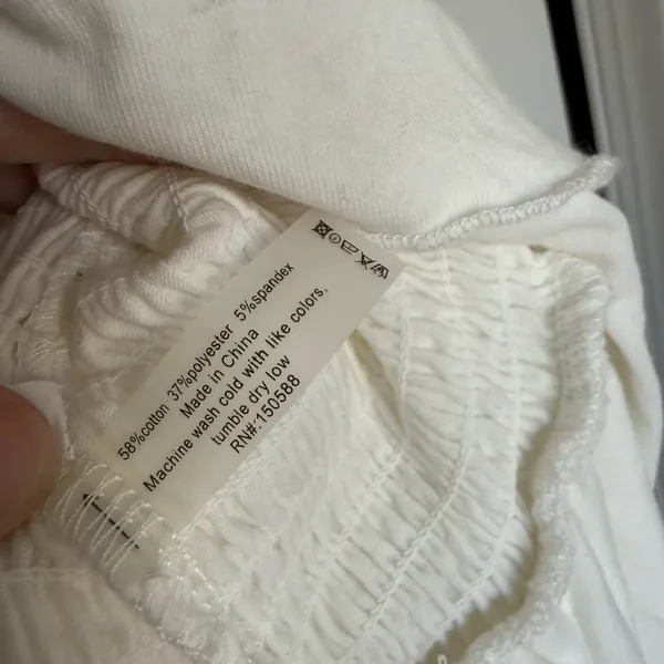 Anthropologie Sundays White Smocked Mini Dress Cotton Ruffle Sleeve - Size M - Image 8