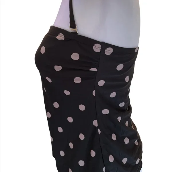 DKNY Swim Bathing Suit Top only Black with Gray Polka dots Loose Fit Small - Image 3