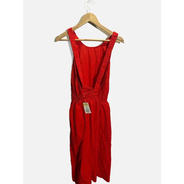 A New Day Midi Dress Womens XXL Red Open Cross Back Smocked‎ Waist Summer Casual - Image 3